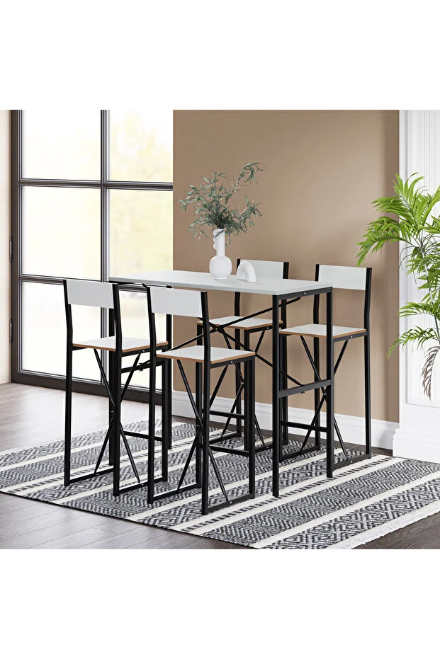 4 Kişilik Bar Masa Bar Sandalye Yemek Masa Sandalye Takımı